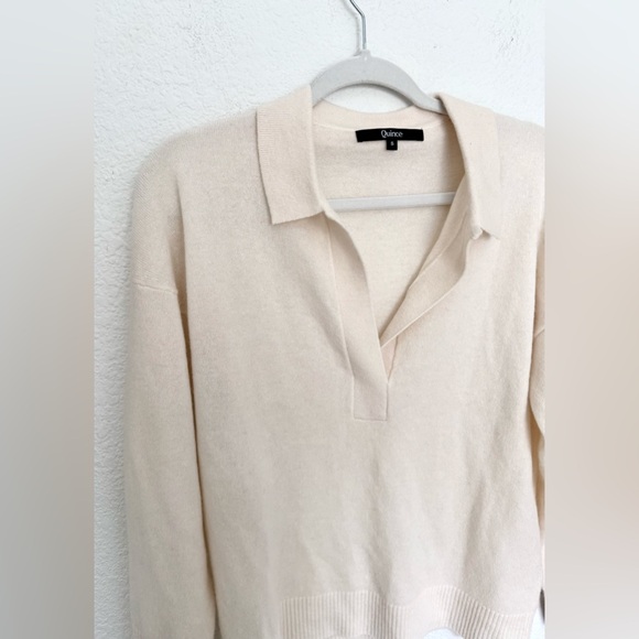 Quince Mongolian Cashmere Polo Sweater Ivory - Picture 5 of 7
